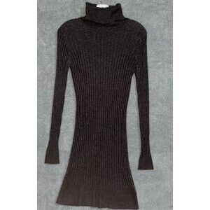 BCBG Maxazria Dress Womens Large Grey Wool Angora‎ Cashmere Turtleneck Ribbed